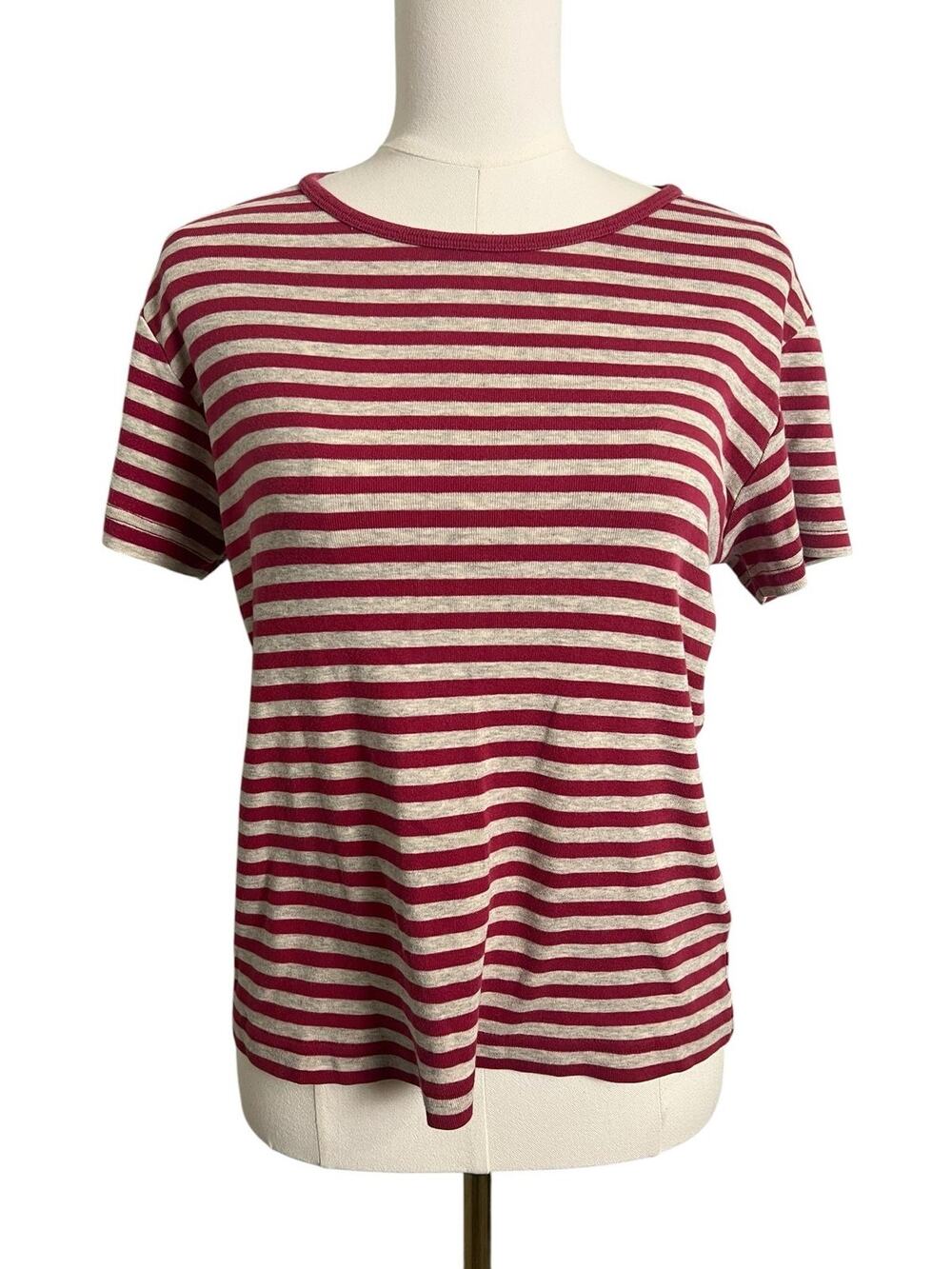 Hanna Andersson Shirt Womens Medium Red Stripe Short Sleeve Cotton Tee